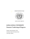Commencement Program 1982 (Summer Conferring of Degrees) by Loma Linda University