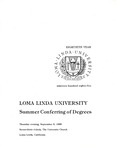 Commencement Program 1985 (Summer Conferring of Degrees) by Loma Linda University