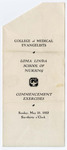 Commencement Program (School of Nursing) 1933 by College of Medical Evangelists