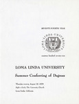 Commencement Program 1979 (Summer Conferring of Degrees) by Loma Linda University